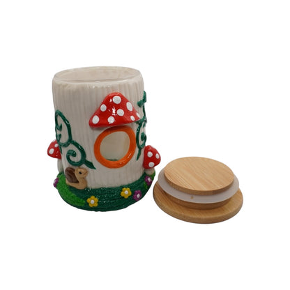 Mushroom Design Glass Jar