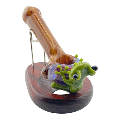 Stoney Chicken Woodgrain Frog Hand Pipe