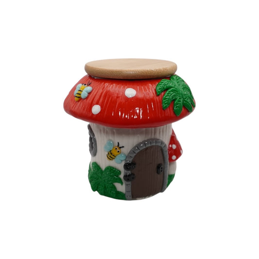 Mushroom Design Glass Jar