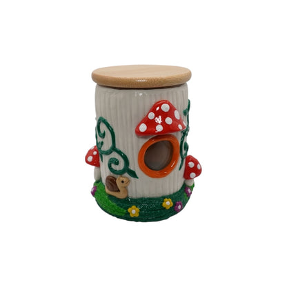 Mushroom Design Glass Jar