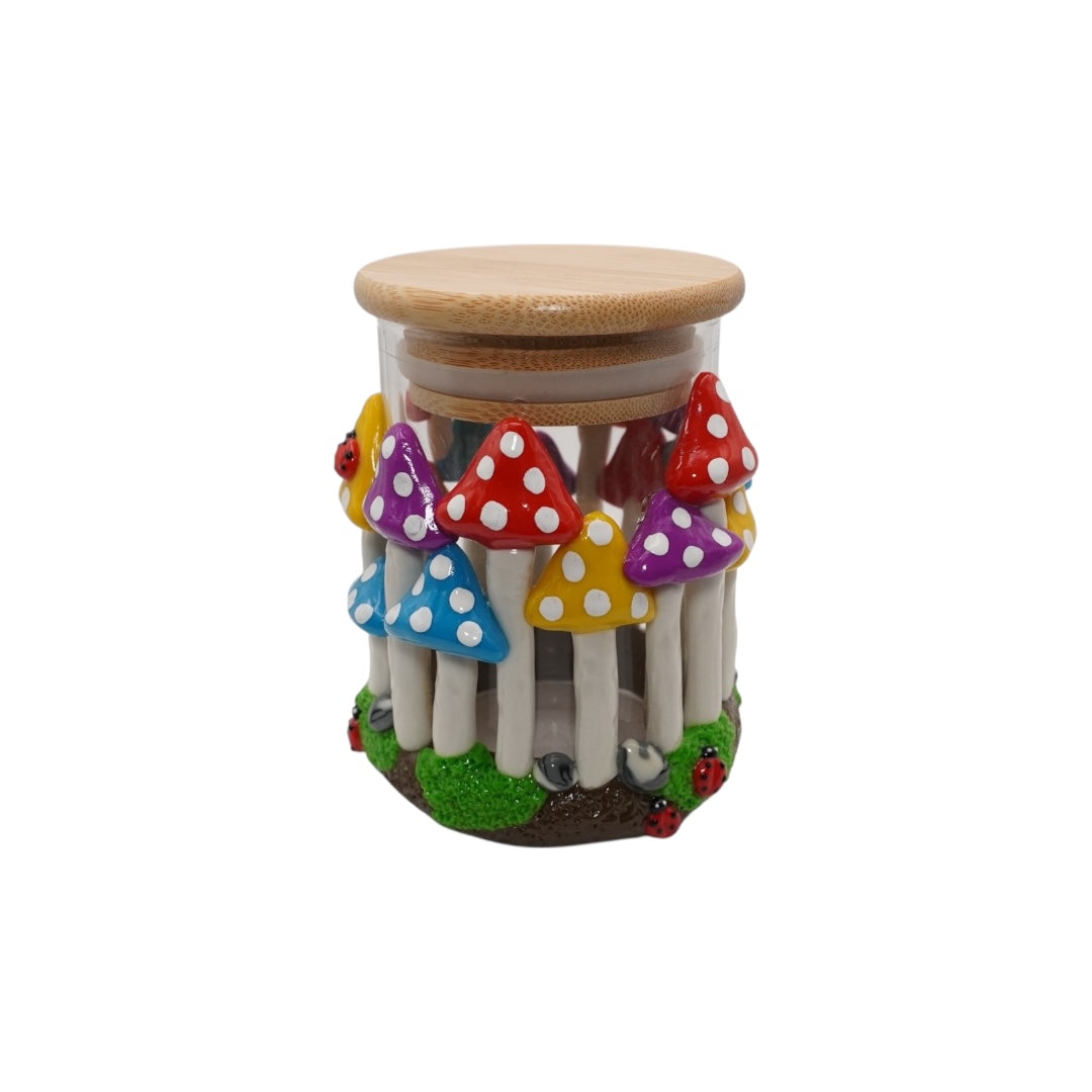 Mushroom Design Glass Jar