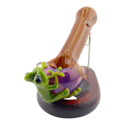 Stoney Chicken Woodgrain Frog Hand Pipe