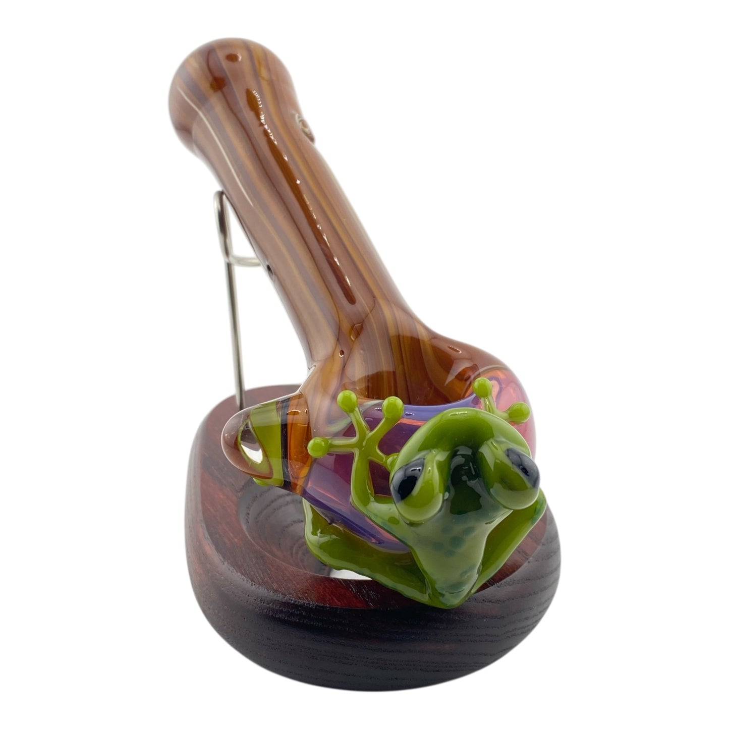 Stoney Chicken Woodgrain Frog Hand Pipe