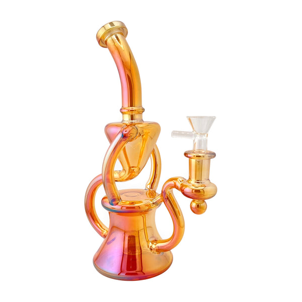 9" Iridescent Recycler Dab Rig Orange