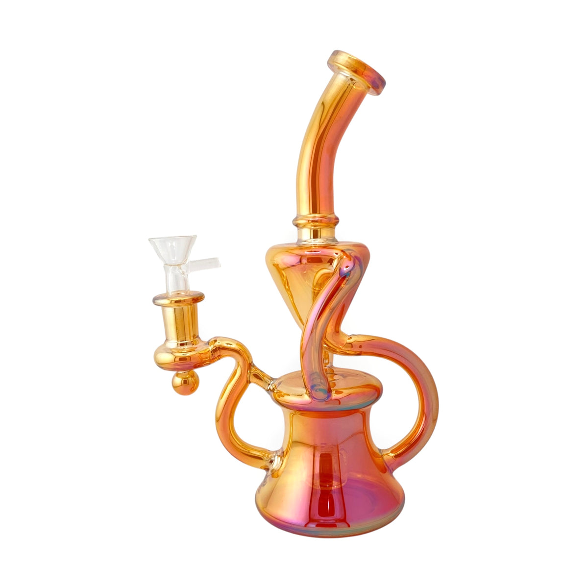 9" Iridescent Recycler Dab Rig Orange