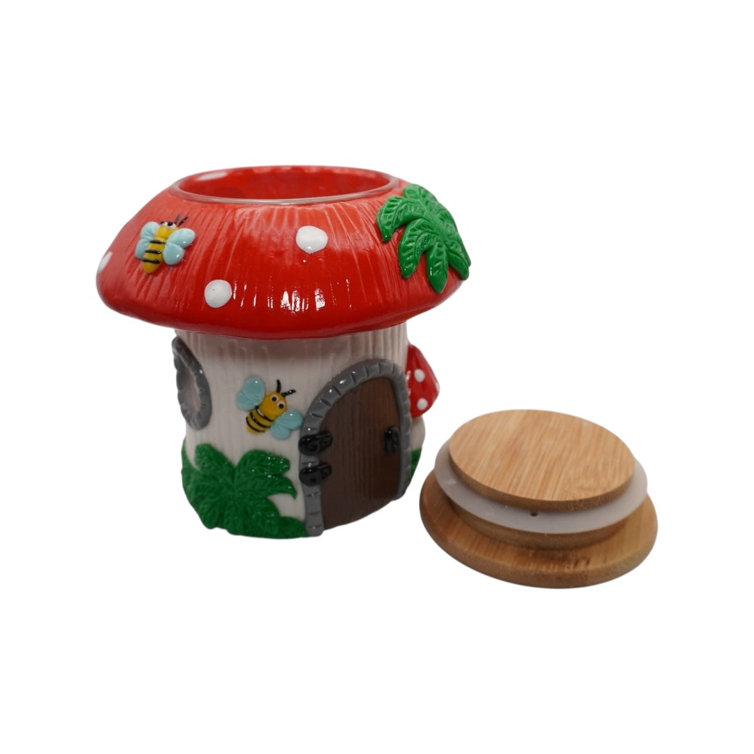 Mushroom Design Glass Jar