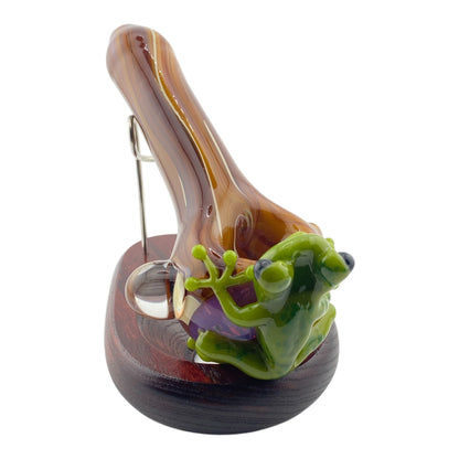Stoney Chicken Woodgrain Frog Hand Pipe