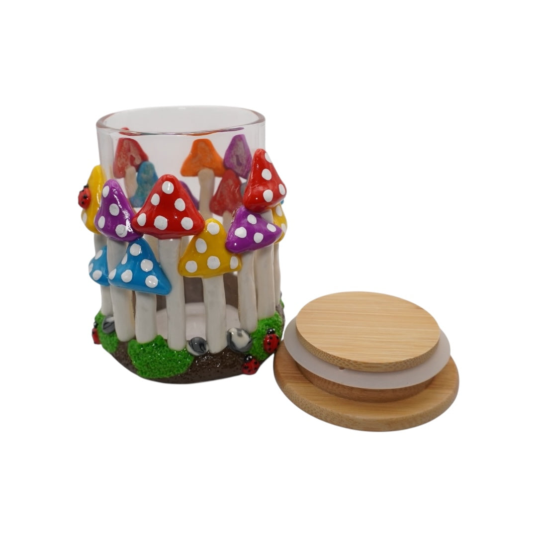 Mushroom Design Glass Jar