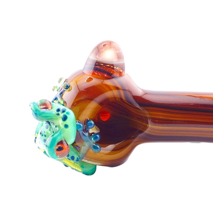 Stoney Chicken Winking Frog Woodgrain Hand Pipe