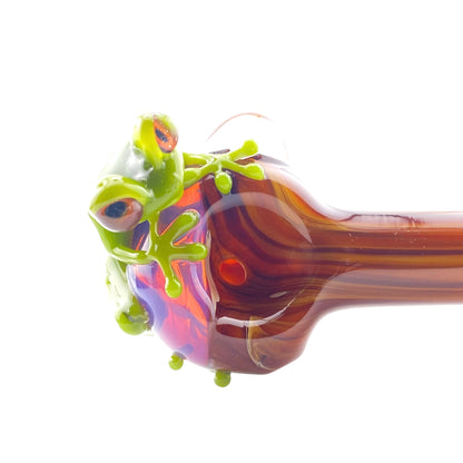 Stoney Chicken Winking Frog Woodgrain Hand Pipe