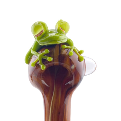 Stoney Chicken Winking Frog Woodgrain Hand Pipe