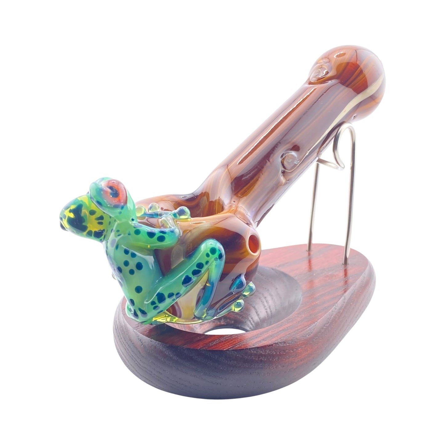 Stoney Chicken Winking Frog Woodgrain Hand Pipe