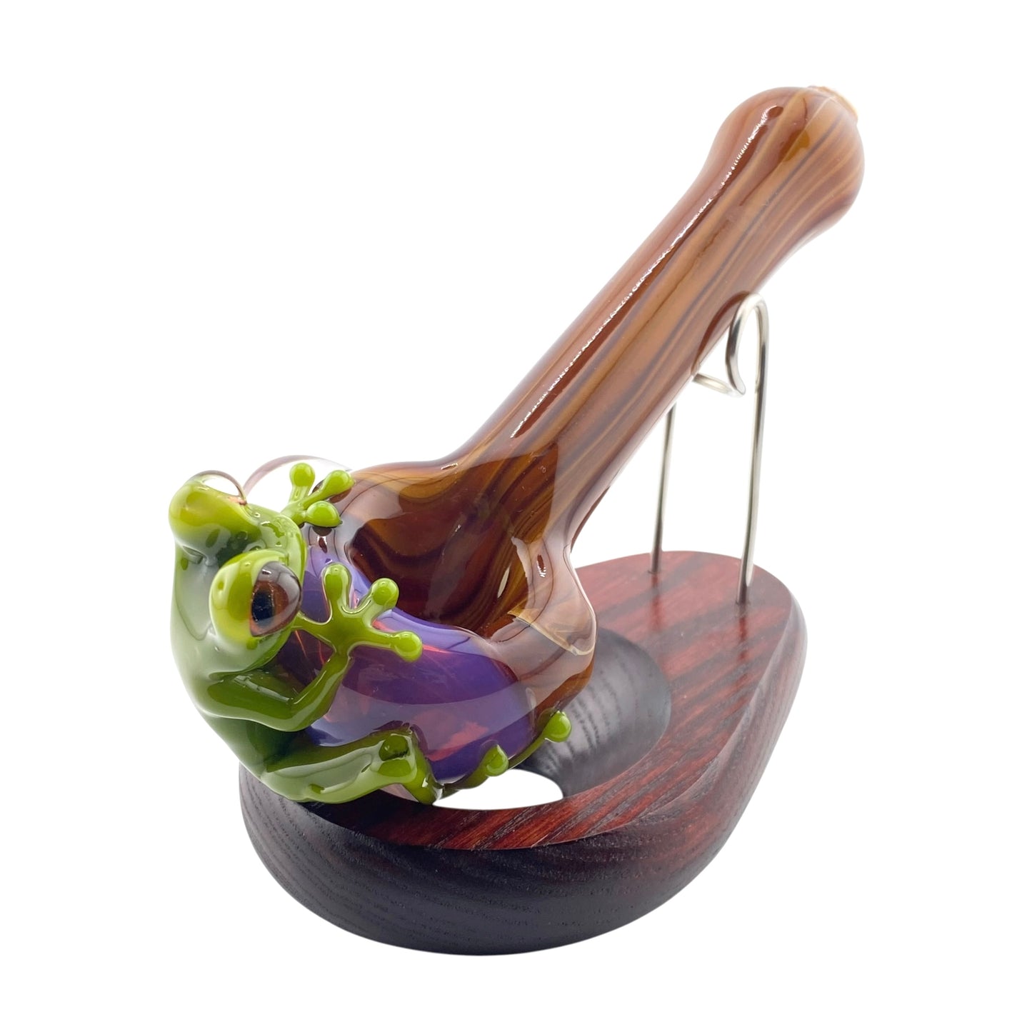 Stoney Chicken Winking Frog Woodgrain Hand Pipe