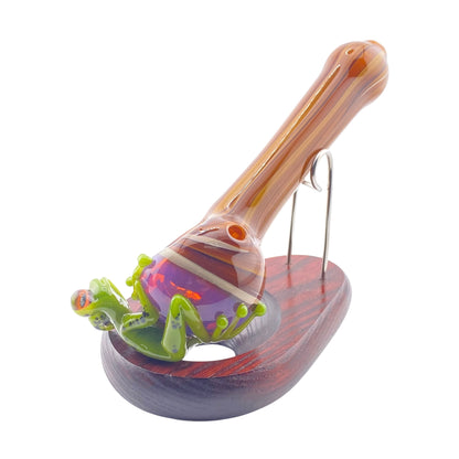 Stoney Chicken Winking Frog Woodgrain Hand Pipe