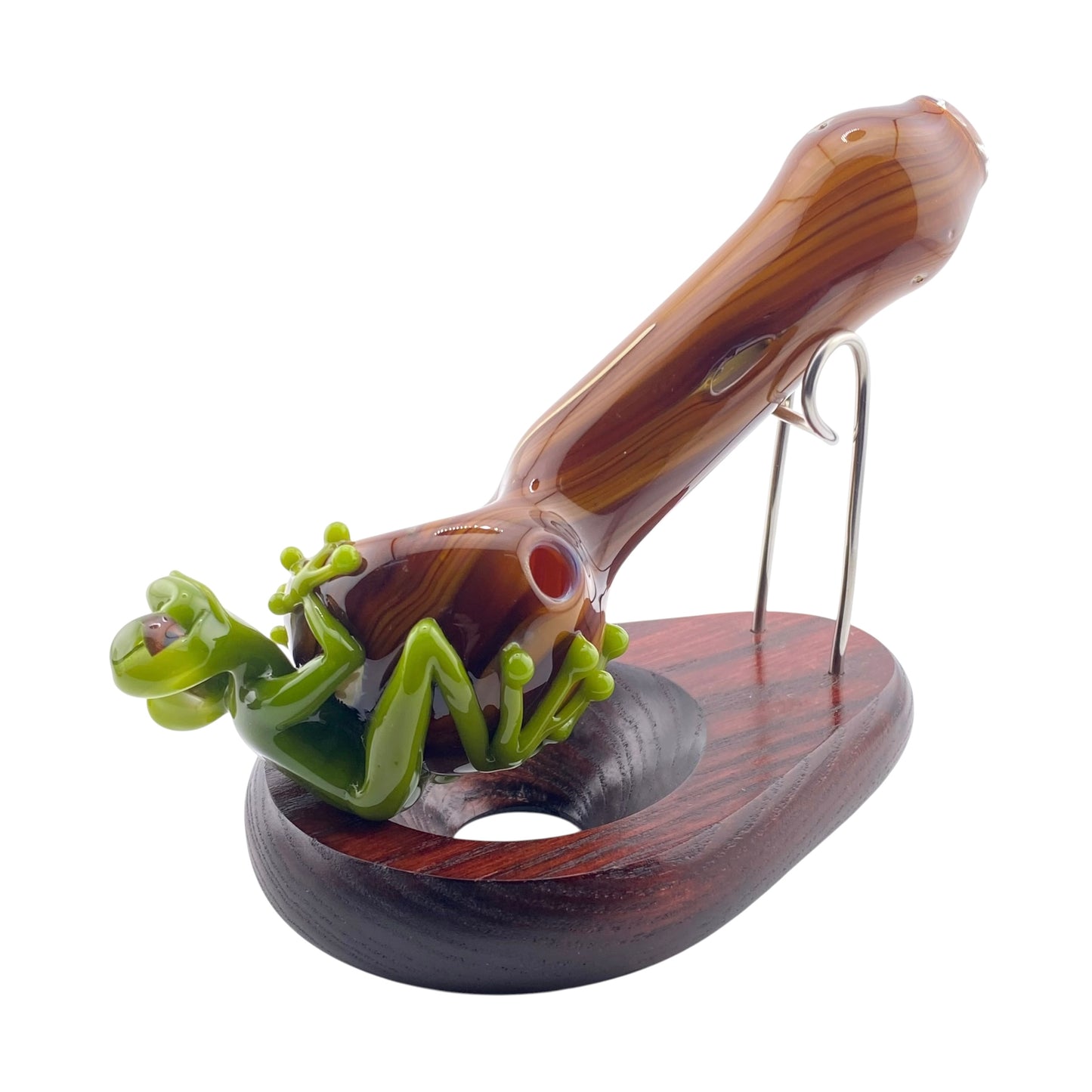 Stoney Chicken Winking Frog Woodgrain Hand Pipe