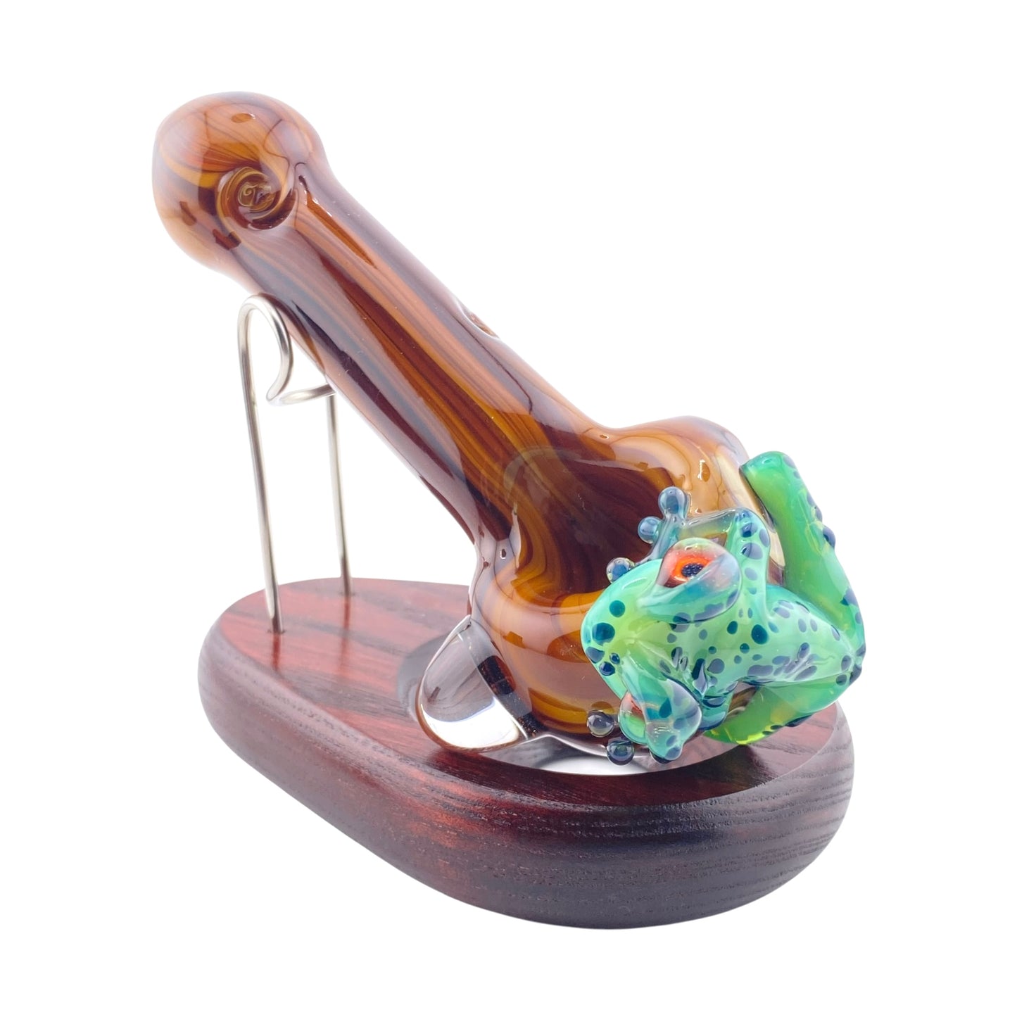 Stoney Chicken Winking Frog Woodgrain Hand Pipe