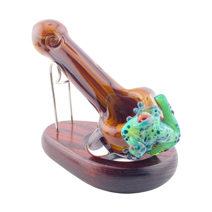 Stoney Chicken Winking Frog Woodgrain Hand Pipe