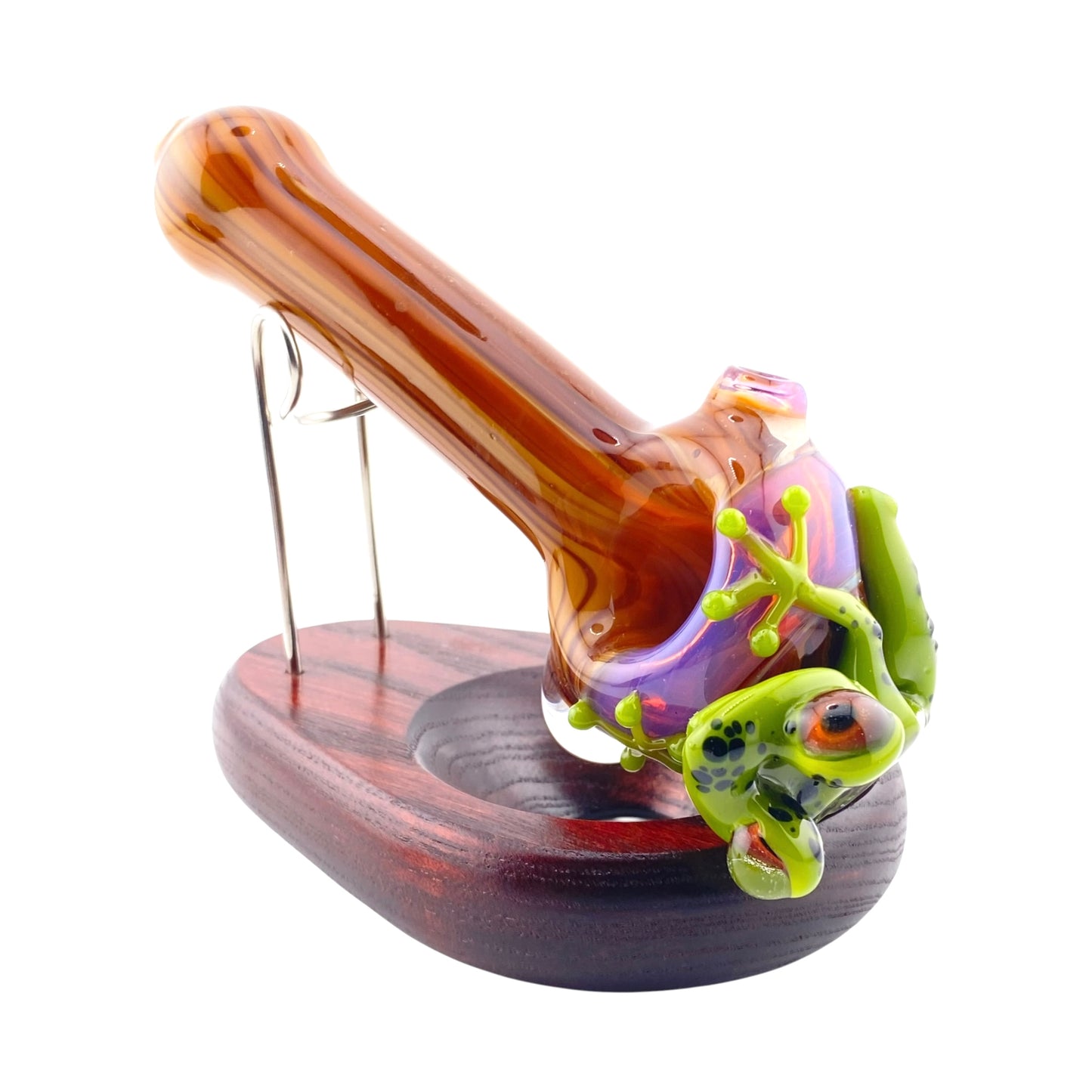 Stoney Chicken Winking Frog Woodgrain Hand Pipe