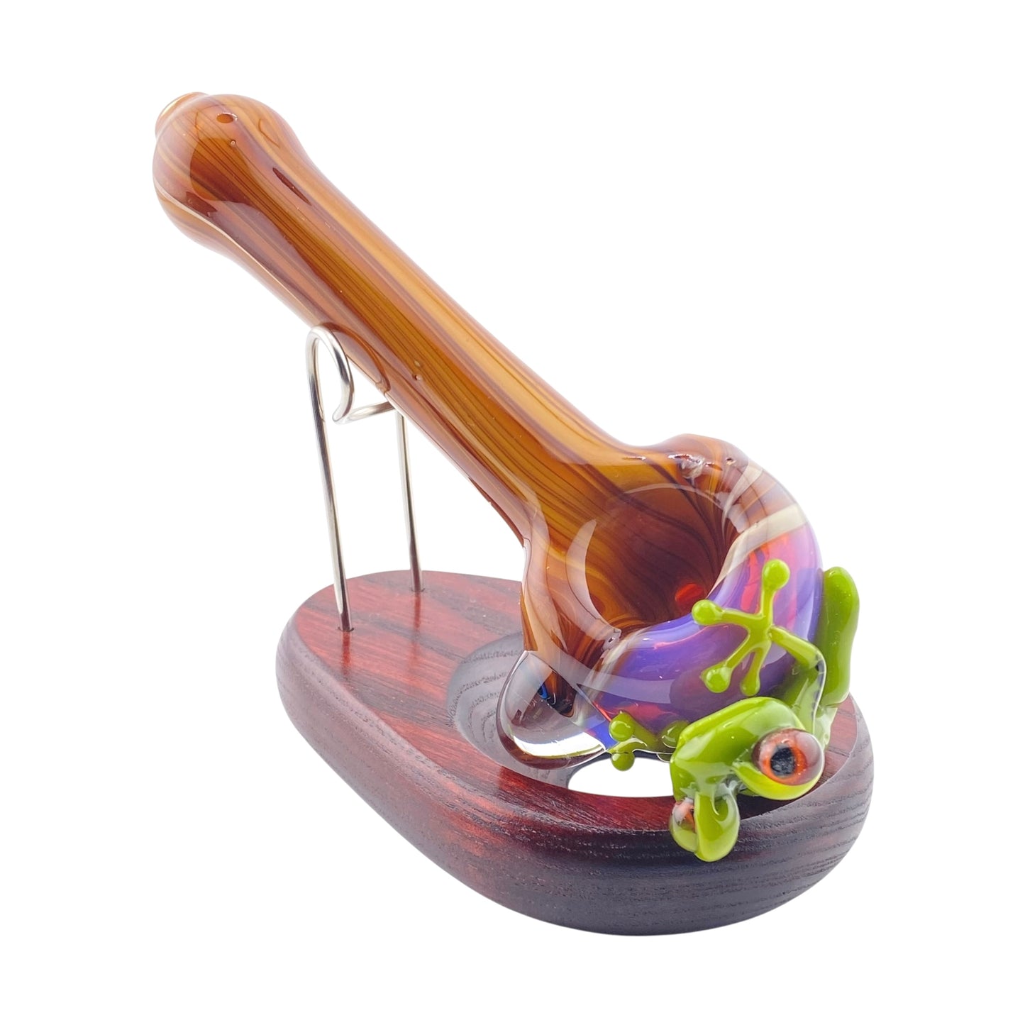 Stoney Chicken Winking Frog Woodgrain Hand Pipe
