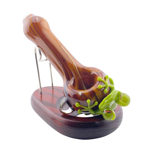 Stoney Chicken Winking Frog Woodgrain Hand Pipe