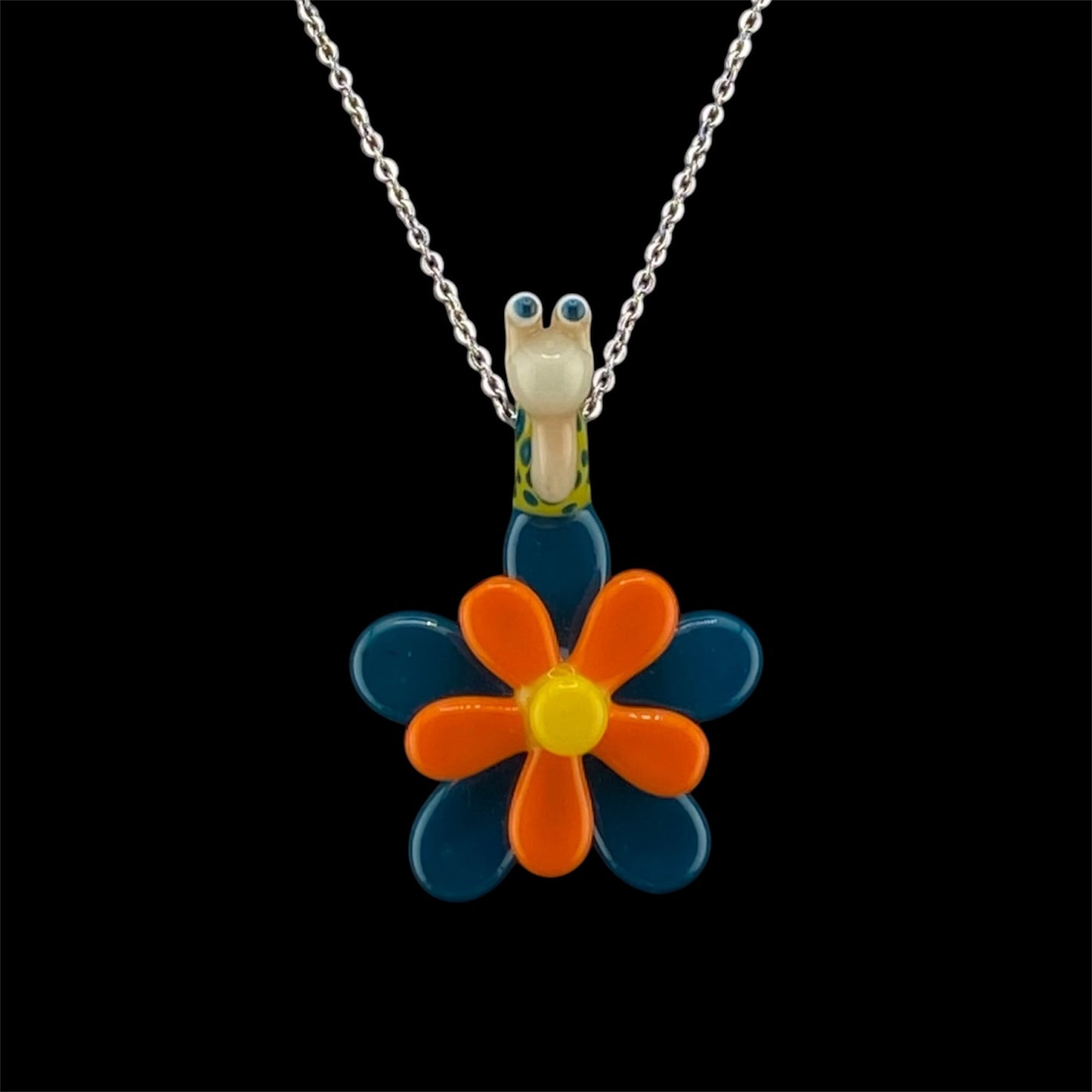Waffle Glass Spinning Flower Pendant