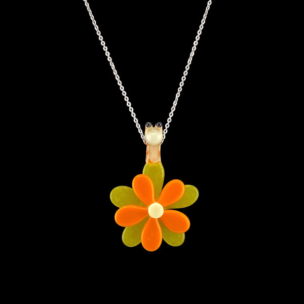 Waffle Glass Spinning Flower Pendant